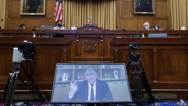 Amazon CEO Jeff Bezos testifies before the US House Judiciary Subcommittee on Antitrust, Commercial and Administrative Law hearing on "Online Platforms and Market Power". Picture: AFP