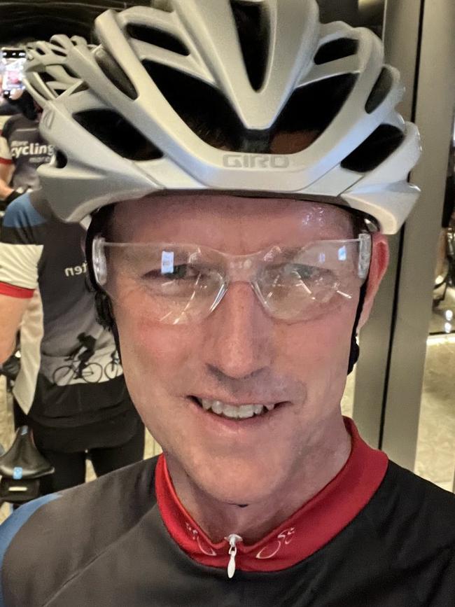 Transport Minister Mark Bailey dressed in cycling attire in a selfie posted on his Twitter account.