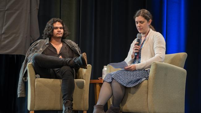 Wakka Wakka artist Adrian Bauwens revealed We Are Yuree, a piece which will hang at the Empire Theatre box office. The artwork was commissioned as part of the Empire's reconciliation action plan. Tuesday, July 2, 2024. Picture: Christine Schindler