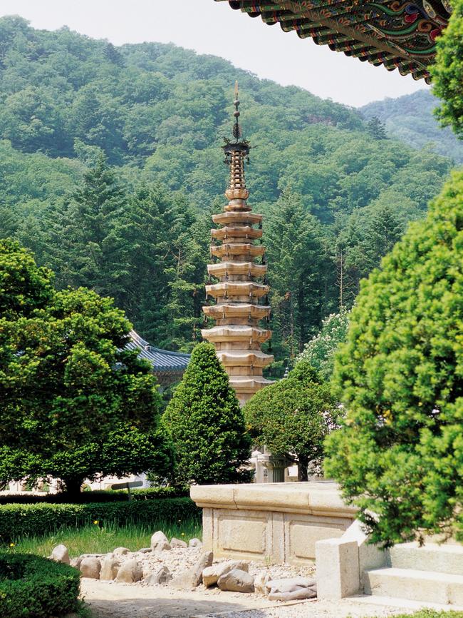 The nine-storey stone pagoda at Woljeongsa Temple, Odaesan National Park. Picture: Imagefolk