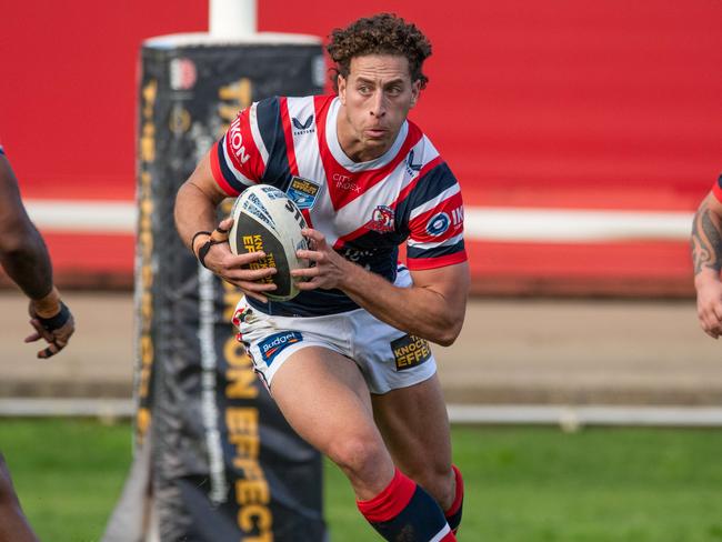 Former Wallabies star and Olympian Mark Nawaqanitawase during his Roosters debut. Picture: Thomas Lisson