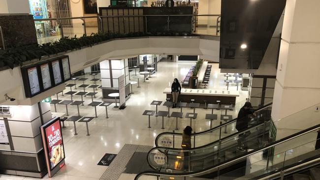 Westfield Parramatta’s ground floor food court is bare.