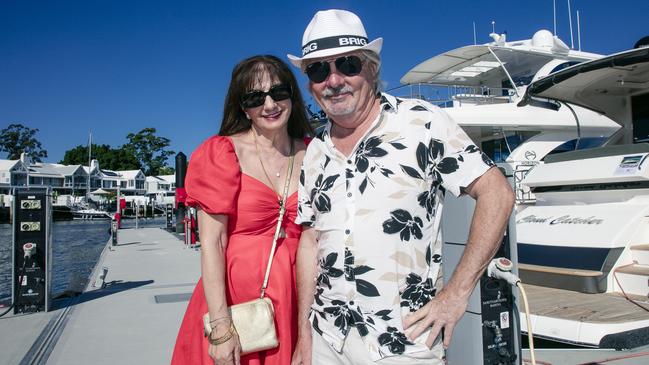 Adriana Solomon and Tony Steven at the Sanctuary Cove Boat Show. Picture: Glenn Campbell