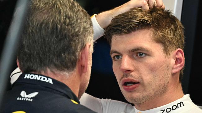 Red Bull Racing's Dutch driver Max Verstappen reacts after the third practice session, ahead of the Italian Formula One Grand Prix at Autodromo Nazionale Monza circuit, in Monza on August 31, 2024. (Photo by Gabriel BOUYS / AFP)