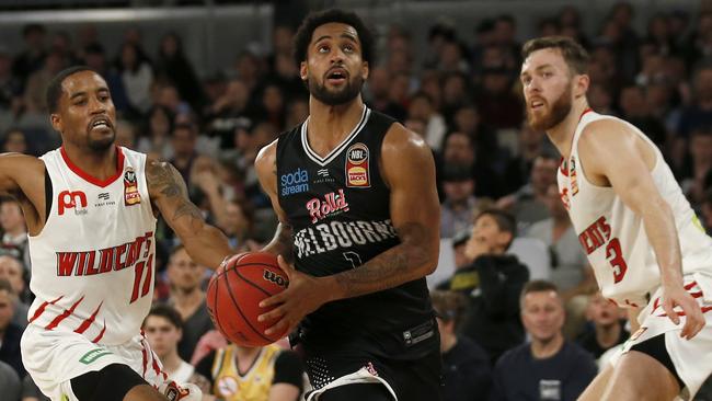 Hampton knows he has his work cut out for him guarding Melbourne United guard Melo Trimble. Picture: Getty Images