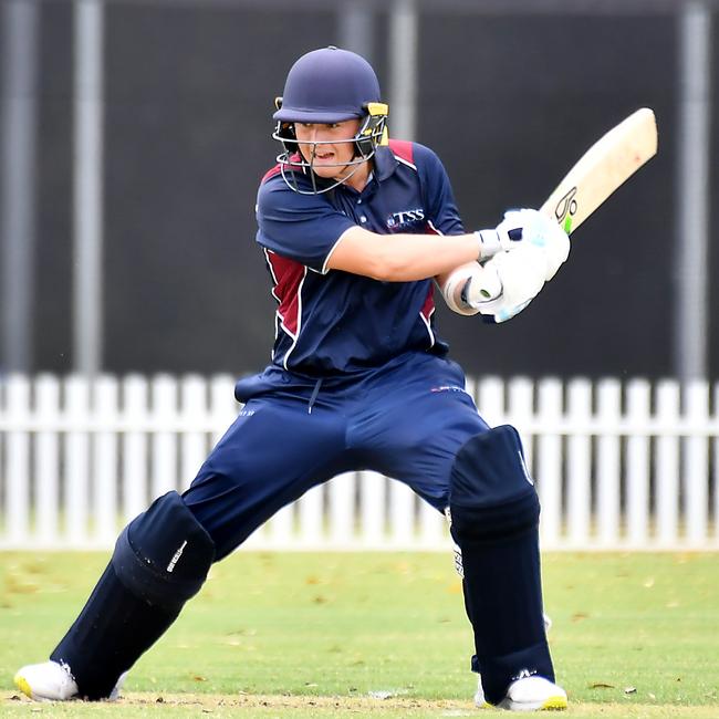 TSS batsman Jaxson Davies GPS First XI cricket between TSS and ACGS Saturday February 1, 2025. Picture, John Gass