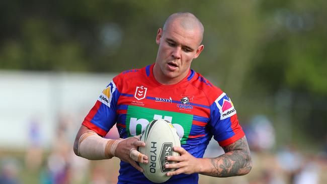 David Klemmer was in action for the Knights after his big off-season move from the Bulldogs. Picture: Getty