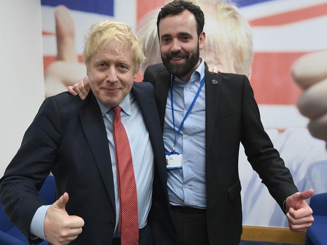 Britain's Prime Minister Boris Johnson with his Campaign Director Isaac Levido. Picture by Andrew Parsons / i-Images