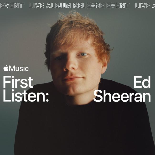 Sheeran’s listening party is now live on Apple Music. Picture: Supplied/ Apple