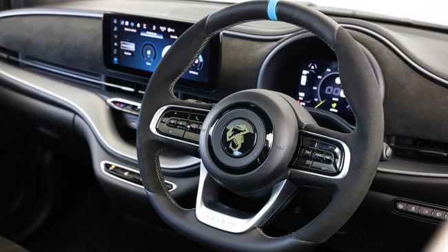 The Abarth’s cabin is a modern affair.