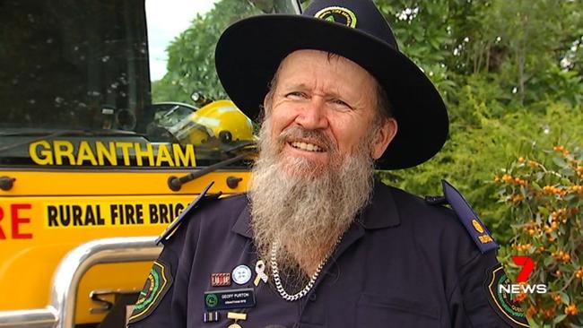 Grantham RFB volunteer Geoff Purton shaved off his hair and beard to raise money for victims of the 2019/20 bushfires. Photo: 7 News.