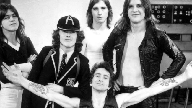 Back when they were Bon. Johnson replaced Bon Scott after the singer’s death. Picture: Supplied.