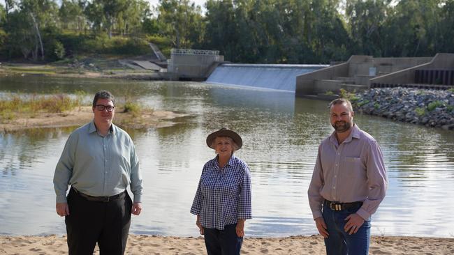 Dawson MP George Christensen, Capricornia MP Michelle Landry, and Bowen River Utilities’ John Cotter touring Collinsville near the proposed Urannah Dam site in June 2020.