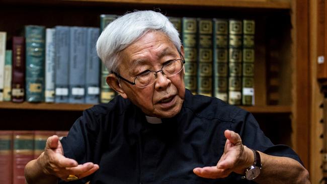 Cardinal Joseph Zen, former bishop of Hong Kong, speaks during an interview with AFP at the Salesian House of Studies in Hong Kong.