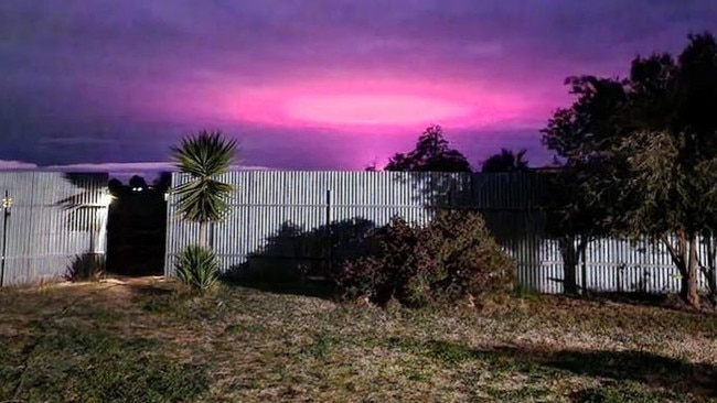 An eerie pink glow lit up over Mildura on July 19, 2022, which some suspected was a UFO. Picture: Alexandra Talent