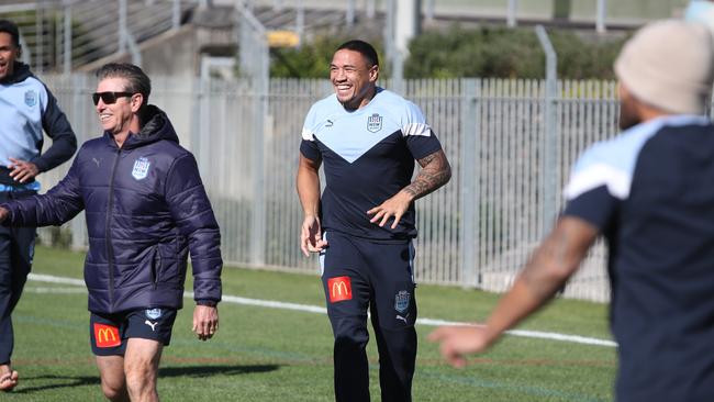 Blues veteran Tyson Frizell was in the extended squad, but missed out on a game-day jersey. Could that change in Game 2? Picture: Richard Dobson