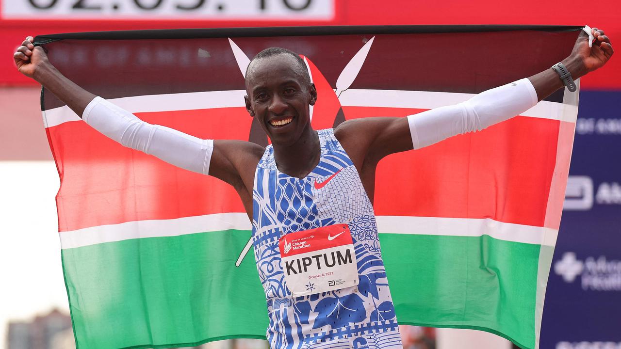 Kelvin Kiptum has died, according to reports in Kenya. (Photo by Michael Reaves / GETTY IMAGES NORTH AMERICA / Getty Images via AFP)