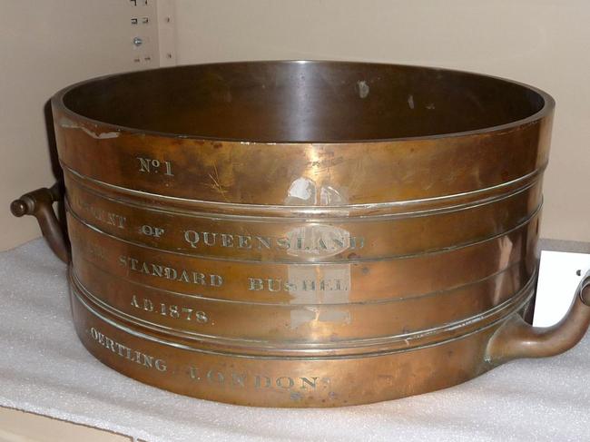 A standard Imperial bushel. Picture Queensland Museum