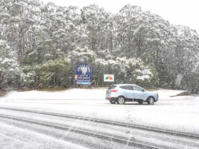 Pictures from the Jenolan Caves Facebook page show how heavy the snow was yesterday.