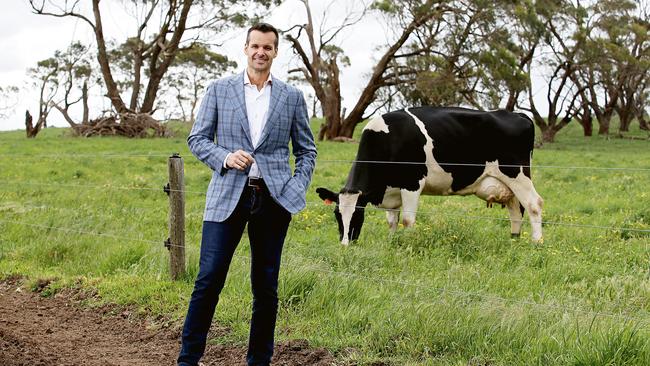 Saputo chief Lino Saputo in Victoria’s Western District in 2014. His company is aiming to acquire Lion Dairy and Drinks. Picture: Kelly Barnes