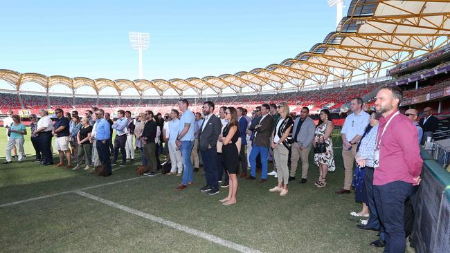 Pictured at Metricon Stadium at Carrara are high level international sports delegates during an inspection of the venue.