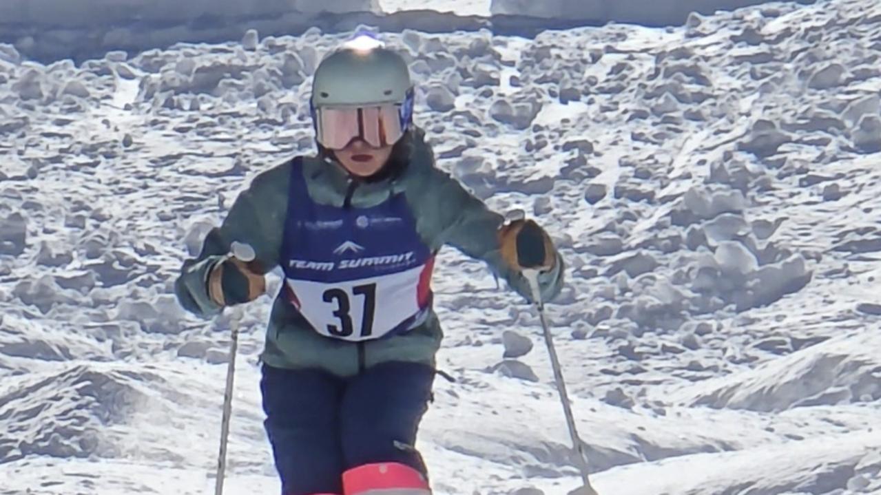Alana Hunt won the under-13 national championship in the US for freestyle skiing. Picture: Jon Hunt.