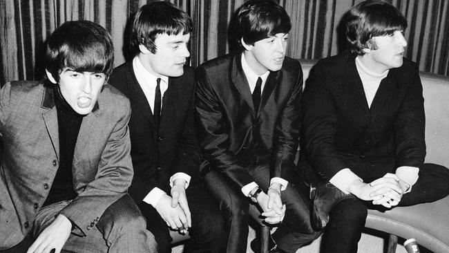 George Harrison, Jimmie Nicol, Paul McCartney and John Lennon in Sydney in 1964. Picture: