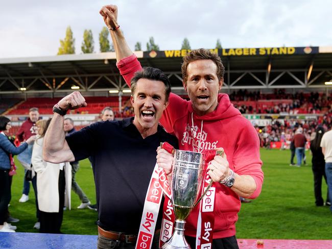 Wrexham co-owners Ryan Reynolds and Rob McElhenney. Picture: Martin Rickett/PA Images via Getty Images