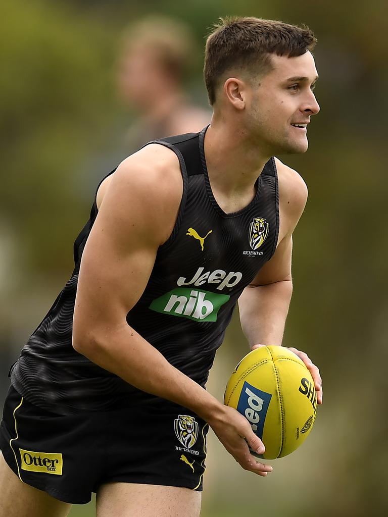 Jayden Short has a monopoly on the Richmond kick-ins. Picture: Albert Perez/Getty Images