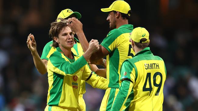 Adam Zampa celebrates a wicket in Friday’s marathon match. Picture: Getty Images