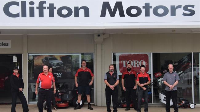 LOCAL BUSINESS: Leo Geraghty and the team at Clifton Motors Kingaroy. (Picture: Tristan Evert)