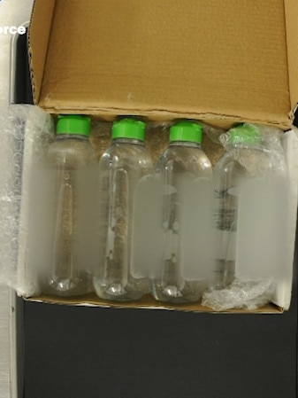 The bottles contained liquid meth. Pictures: NSW Police