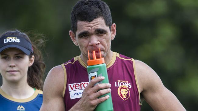 Charlie Cameron hit the track with the Brisbane Lions on Monday. Picture: AAP Images