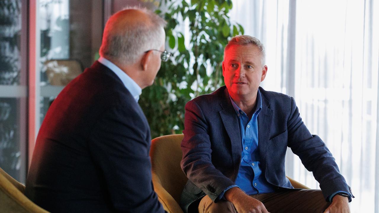 Prime Minister Scott Morrison meets with the new Tasmanian Premier Jeremy Rockliff for the first time, since Premier Rockliff was sworn in as the 47th Premier of Tasmania last week. Picture: Jason Edwards