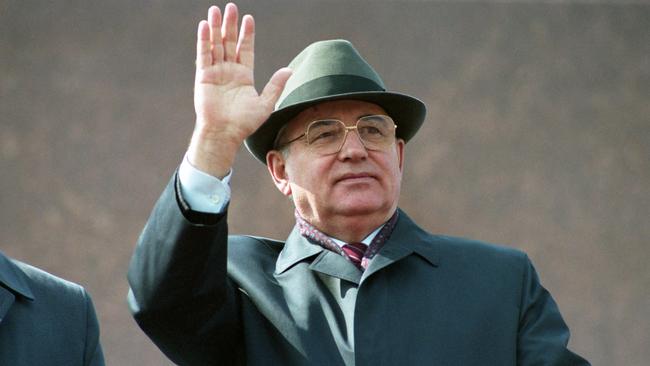 Former president of the Soviet Union, Mikhail Gorbachev, during the May 1 parade on Red Square in Moscow in 1991. Picture: Getty Images