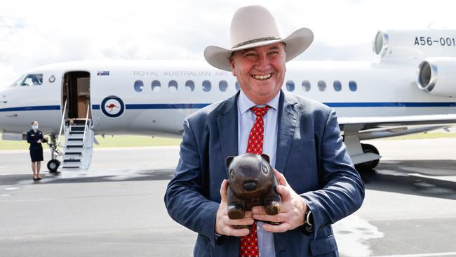 Supplied series of images of Barnaby Joyce on his separate campaign trail as leader of the Nationals.