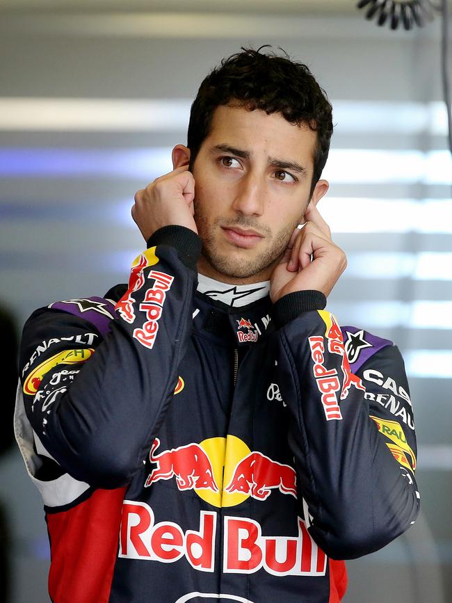 Daniel Ricciardo in the Red Bull pits. Picture: Wayne Ludbey