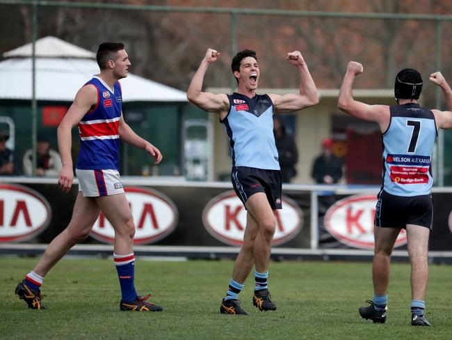Mark Austin of Aberfeldie celebrates a late goal.
