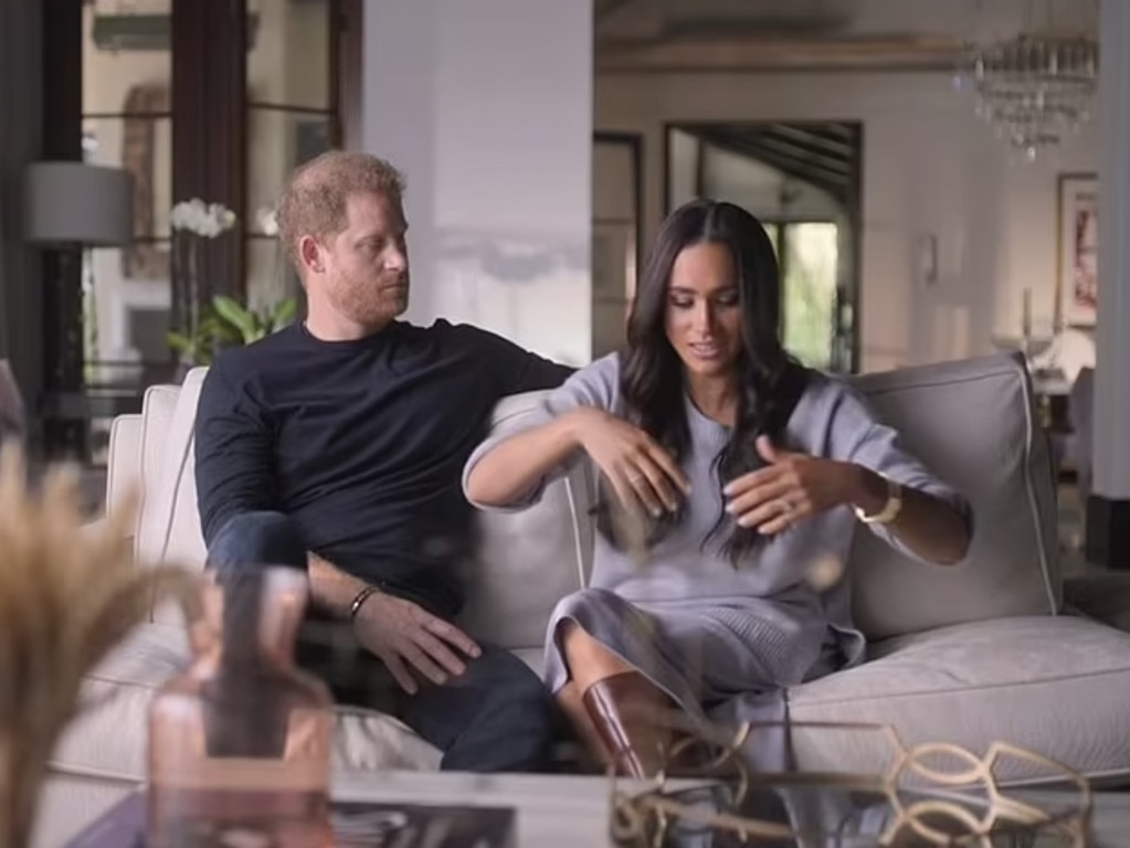 Fans have had glimpses of Prince Harry and Meghan Markle’s Montecito mansion over the years. Picture: Netflix