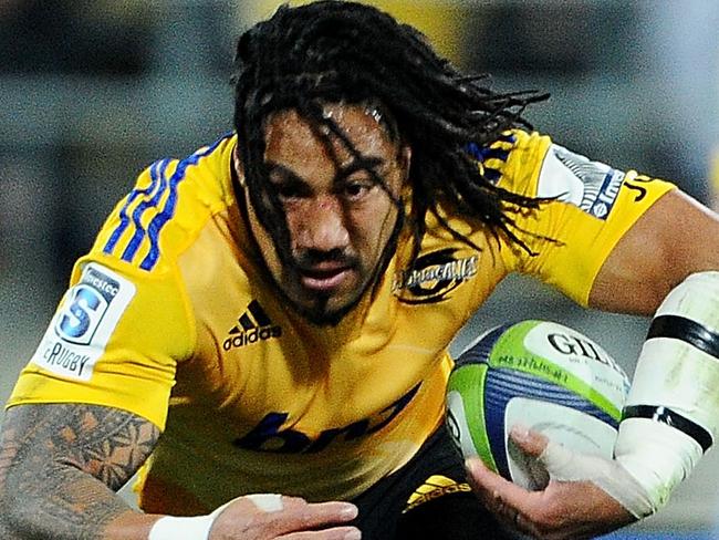 WELLINGTON, NEW ZEALAND - JUNE 27: Ma'a Nonu breaks through a tackle during the Super Rugby Semi Final match between the Hurricanes and the Brumbies at Westpac Stadium on June 27, 2015 in Wellington, New Zealand. (Photo by Mark Tantrum/Getty Images)