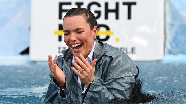 The AFLW star paid homage to boundary riders, going down as Robert “Dipper” DiPierdomenico. Picture: Quinn Rooney/Getty Images