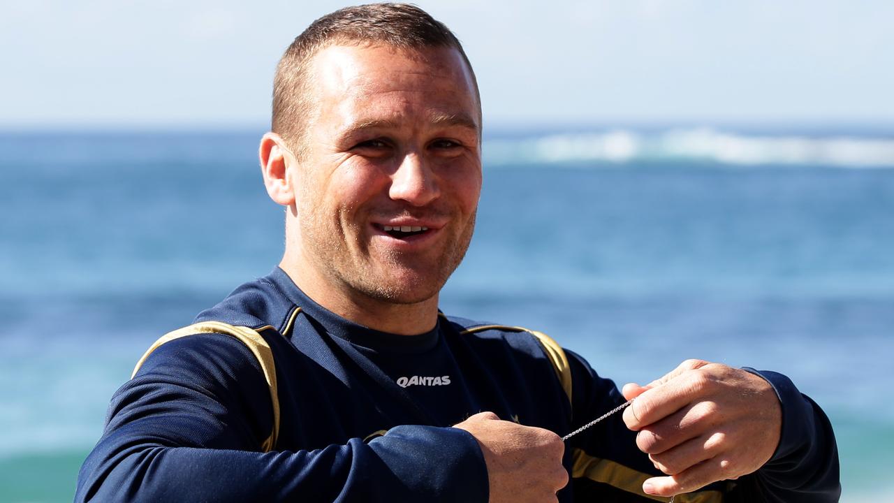 Matt Giteau at a Wallabies recovery session at Coogee Beach. Picture: Craig Wilson