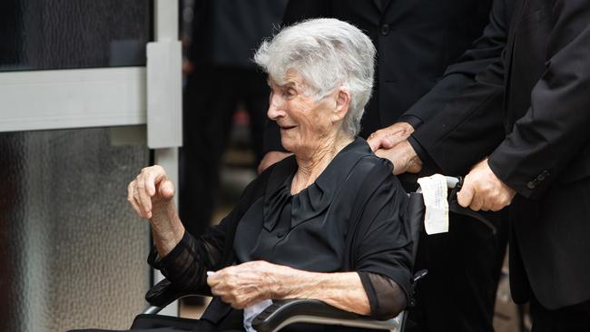 Pictures from the funeral of hit-and-run car victim Tony Plati, 66; at St Kevins Catholic Church at Dee Why on 5th March 2020. Picture shows Tony's 102-year-old Mum, Maria, at the funeral. (AAP Image / Julian Andrews).