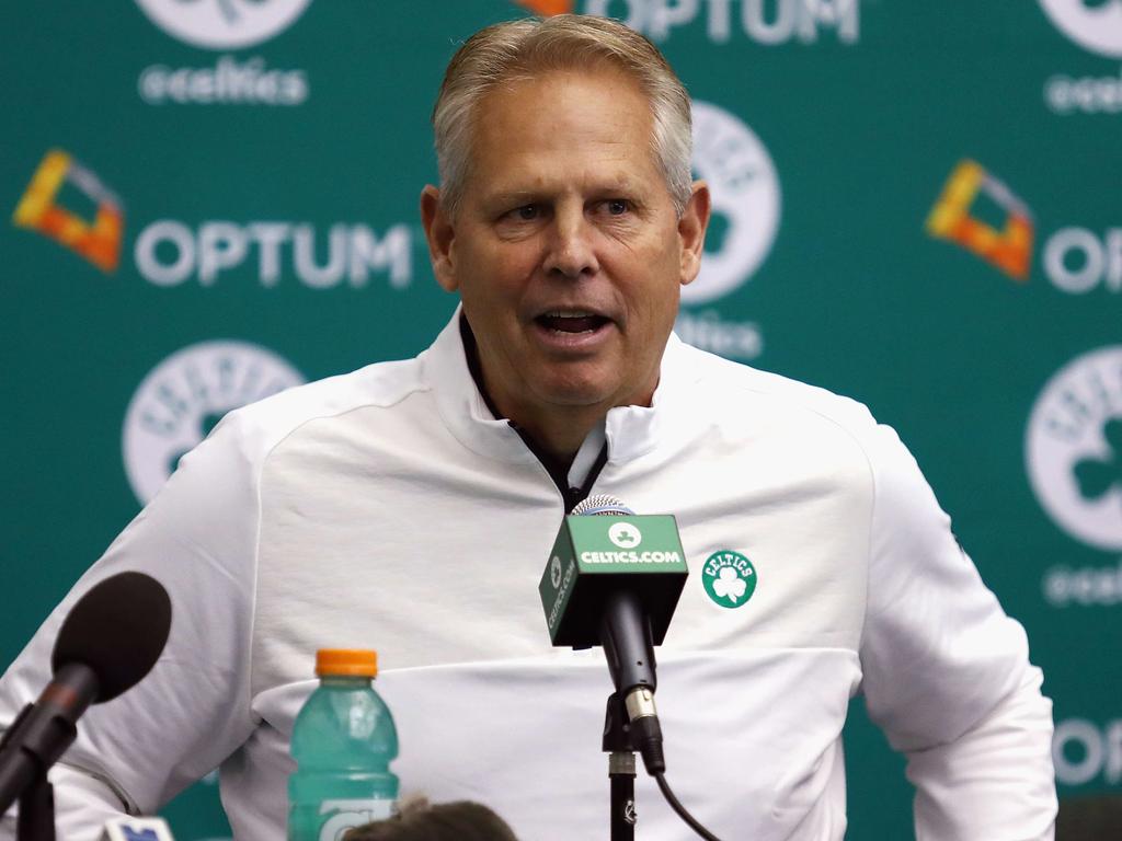 Former Boston Celtics GM and championship winner Danny Ainge during his time at the Celtics. Ainge’s son Austin is currently in Australia watching NBL games in his director of player personnel role. Picture: Tim Bradbury/Getty Images/AFP