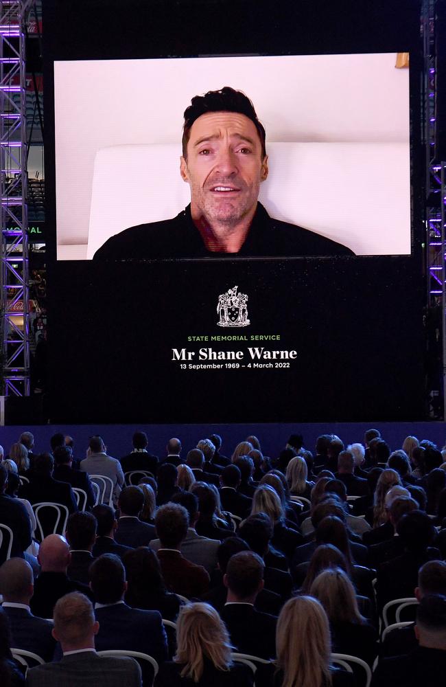 Hugh Jackman appeared via video link. Picture: AFP