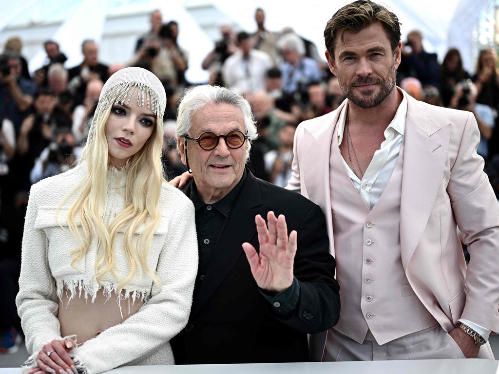 Anya Taylor-Joy, director George Miller and actor Chris Hemsworth at a photocall for Furiosa: A Mad Max Saga at the Cannes Film Festival. Picture: AFP