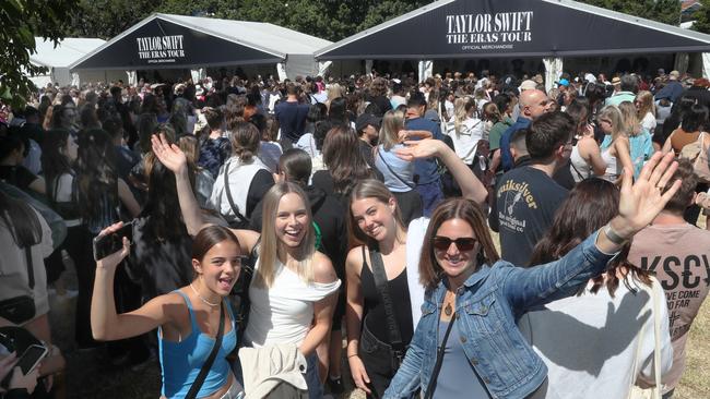 Taylor Swift fans in Melbourne on Thursday ahead of her Friday night concert at the MCG. Picture: David Crosling