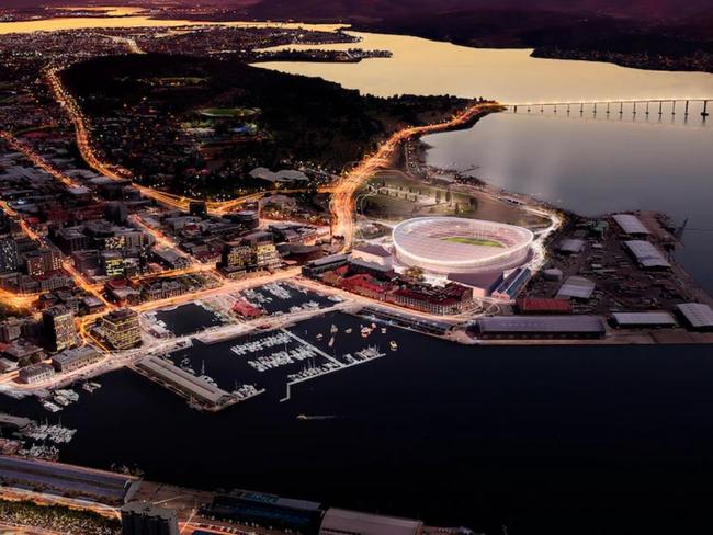 A concept image of Hobart's proposed stadium at Macquarie Point. Picture: AFL