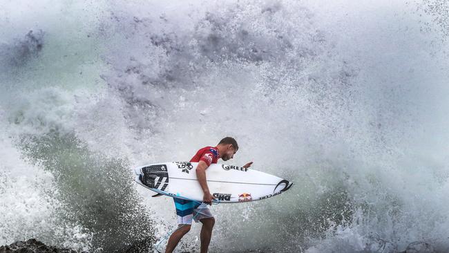 Quiksilver Pro 2018. Surfing at Snapper Rocks. Surfing World Champ Mick Fanning in his last year of competitive surfing at the Quiksilver Pro at Snapper Rocks. Picture: NIGEL HALLETT