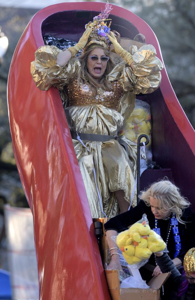 Glad she’s strapped in safely. Picture: Max Becherer/The Advocate via AP